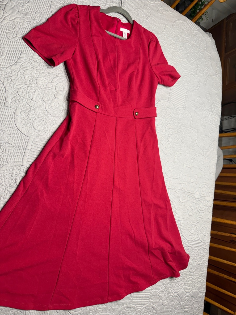 London Times Raspberry Pink Fit-and-Flare Dress